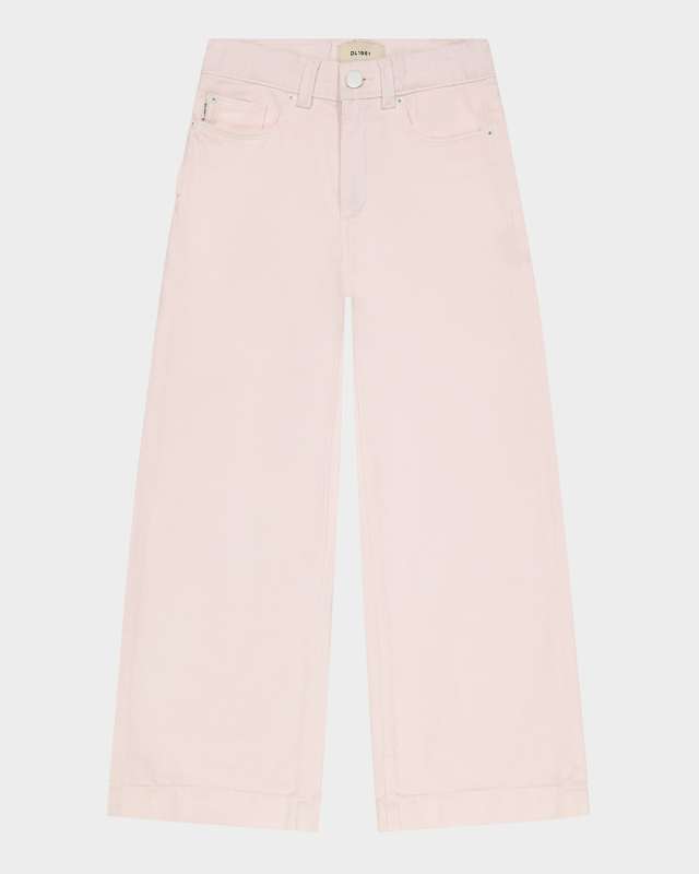 Girl's Lily High-Rise Wide-Leg Denim Jeans, Size 7-16